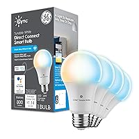 GE Lighting GE CYNC Smart LED Light Bulbs, Tunable White, Bluetooth and W-Fi Lights, Compatible with Alexa and Google Home, A19 Light Bulbs (4 Pack) (93129683)