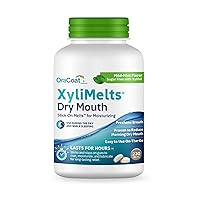 XyliMelts Dry Mouth Relief Oral Adhering Discs Mild Mint with Xylitol, for Dry Mouth, Stimulates Saliva, Non-Acidic, Day and Night Use, Time Release for up to 8 Hours, 230 Count