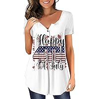 Shirts for Women, Women's Casual 4Th of July Plus Size Curvy Short Sleeve Business T Work Undershirt V, S, 5XL