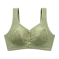 Women's Front Side Buckle Lace Edge Without Steel Ring Movement Seamless Gathering Adjustment Bras for Plus