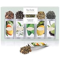 Tea Forte Single Steeps Loose Leaf Green Tea Sampler, Assorted Variety Box, Single Serve Pouches, 15 Count (Pack of 1)