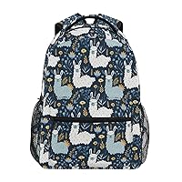 ALAZA Llama Flowers Backpack Purse with Multiple Pockets Name Card Personalized Travel Laptop Book Bag, Size S/16 inch
