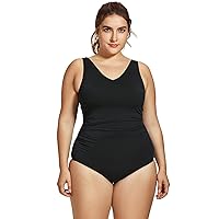 SYROKAN Women's Sports Swimsuit Tummy Control Large Size One-Piece Figure Shaping Without Underwire
