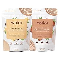 Waka Quality Instant Coffee — Unsweetened Vanilla and Dark Chocolate Flavored Instant Coffee Bundle — 100% Arabica Freeze Dried Beans — No Sugar Added & Unsweetened — 3.5 oz Bulk Bag