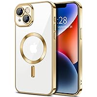 Hython Magnetic Clear Case for iPhone 14 Plus Case with Camera Lens Protector [Compatible with MagSafe] Luxury Plating Edge Slim Soft TPU Cover Protective Phone Case for iPhone 14 Plus 6.7
