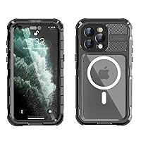 Waterproof Phone Case for iPhone 14 Pro, Compatible with MagSafe, with Screen Protector, Military Grade Full Body Protective, Dustproof Shockproof, 6.1 inch, Black