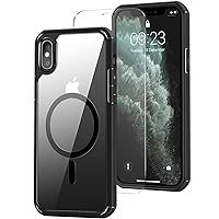 Magnetic Case Designed for iPhone X Case/iPhone Xs Case [Compatible with MagSafe] with Screen Protector Anti Scratch Protective Phone Case (Black)