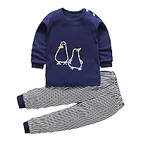 Toddler Baby Boys Girls Sets Kid Children Long Sleeve Animal Print Tops Polka Dot Trousers Loose Loungewear Outfits
