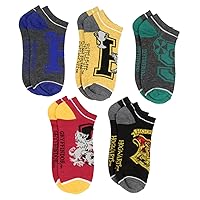 Harry Potter Adult Socks Hogwarts Houses Varsity Logo Gryffindor Ravenclaw Slytherin Hufflepuff Mix and Match Ankle No-Show Socks 5 Pairs