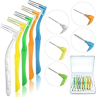 50 Pcs Interdental Brushes Braces Toothbrush Betweens Angle Alternative Brushes 5 Sizes Flossing Head Oral Dental Tooth Brush for Tooth Cleaning, 5 Colors