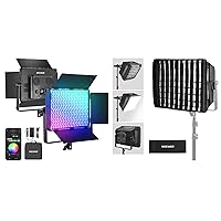 NEEWER PL60C RGB LED Panel Video Light APP/2.4G/DMX Control, 60W 23000Lux/0.5m 2500K-10000K RGBCW Pro Studio Lighting /18 Scenes/V Battery Powered with Softbox Diffuser for Outdoor Photography