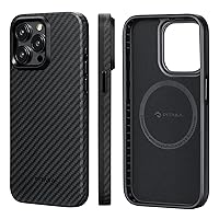 pitaka Protective Case for iPhone 15 Pro, 6.1 Inch, Military Grade Shockproof iPhone 15 Pro Case [MagEZ Case Pro 4] 1500D Aramid Fiber, Black/Grey (Twill)