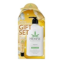Hempz Holiday Gift Set, Original Floral Banana Moisturizer (17 Oz) & Lip Balm (.44 Oz) – Holiday Moisturizing Lip Balm & Hydrating Lotion Gift Set for Women & Men for Combatting Dry Lips & Skin