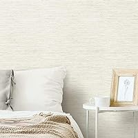 RoomMates RMK11562WP Beige and Gray Faux Grasscloth Non-Textured Peel and Stick Removable Wallpaper,Beige / Grey