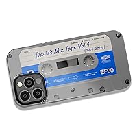 Custom Retro Cassette Tape Case, Personalized Audio Mixtape, Designed ‎for iPhone 15 Plus, iPhone 14 Pro Max, iPhone 13 Mini, iPhone 12, 11, X/XS Max, ‎XR, 7/8‎ - Grey