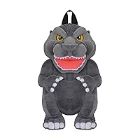 Concept One Godzilla Mini Backpack, Plush Small Travel Bag Purse for Men and Women, Adjustable Shoulder Straps, Grey, 14 Inch