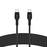 Belkin BoostCharge Pro Flex Braided USB-C to USB-C Cable (3M/10FT), USB-IF Certified Power Delivery PD Fast Charging Cable for iPhone 15 Series, MacBook Pro, iPad Pro, Galaxy S23, S22, & More - Black