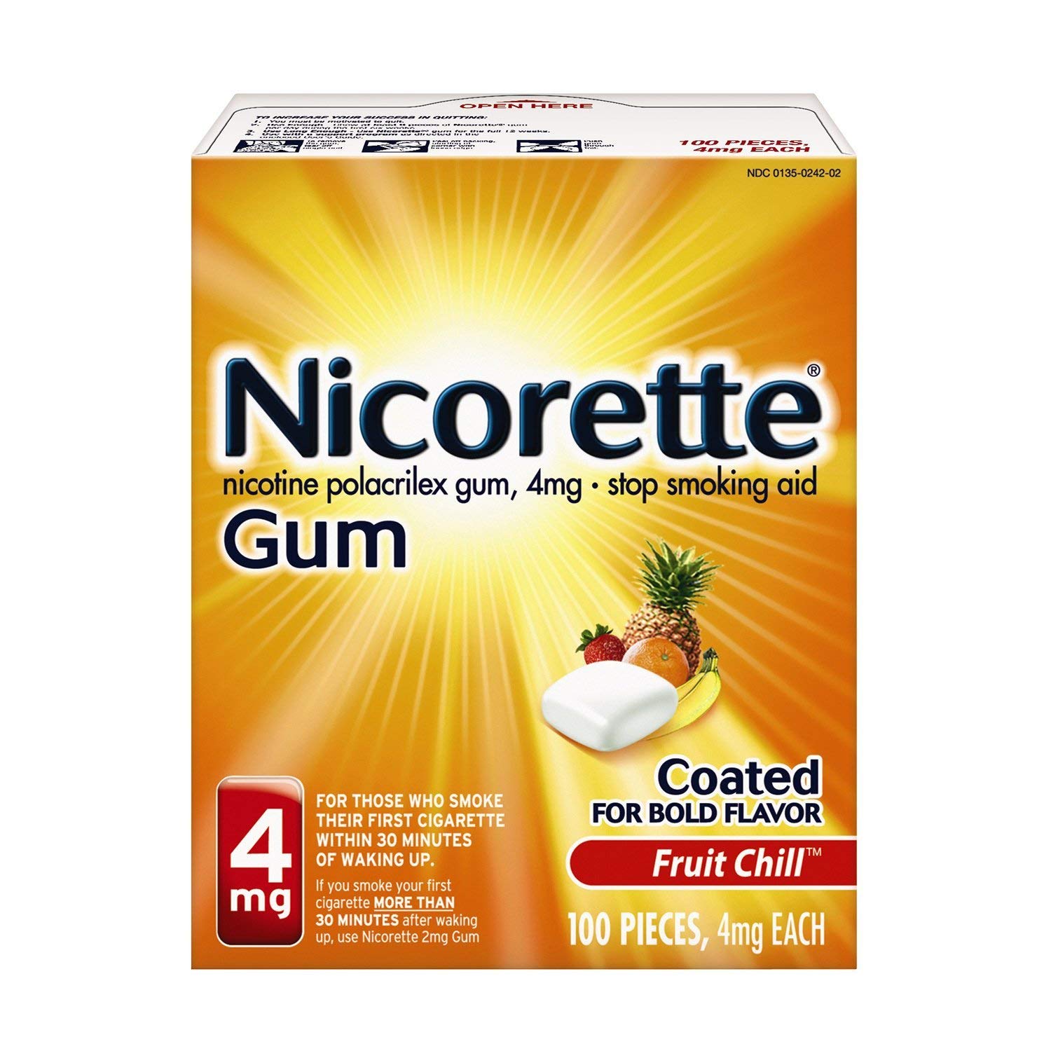 Nicorette Gum 4 mg Fruit Chill - 100 ct, Pack of 2