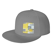 Grey and Yellow Abstract Art Painting Print Adjustable Classic Baseball Cap Adult Sports Cap,Outdoor Activities,
