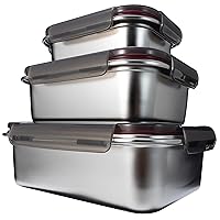 Stainless steel food storage containers leak proof & airtight lids for Kitchen,stainless steel bowl,meal prep lunch box,freezer rectangular,reusable & stackable