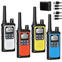 Walkie Talkies for Adults Long Rang NOAA Weather Alerts, Rechargeable Walkie Talkies 2 Way Radio 22 FRS Channel with 1800mAh Li-ion Battery Charger USB-C Cable Outdoor Cruises Camping, 4 Pack