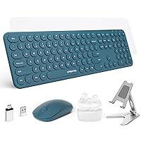 XTREMTEC 2.4G Full Size Slim Wireless Keyboard and Mouse Combo,Bluetooth Headphones with Mic, Cell Phone Stand Holder