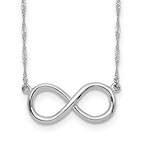14K White Polished Infinity Necklace