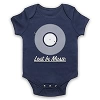 Unisex-Babys' Lost in Music Vinyl Record Groove Maze Baby Grow