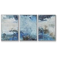 Canvas 3 Piece Wall Art Modern Decorations Paintings Coastal Stormy Seas & Cloudy sky Abstract White Floater Frame Artwork for Bedroom Office Kitchen - 24