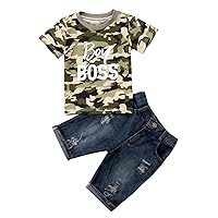 MA&BABY Casual Toddler Kids Boys Girls Tops T-Shirt Denim Pants Outfits Set Clothes 1-6Y