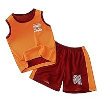 Boy's 2 Piece Outfit Short Sleeve Tee Top and Short Sets Training Sportswear Suit Sweatsuit Boys Joggers Pants 2024