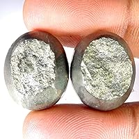 77.35Cts. Rare!! Natural Pyrite Druzy Matched Pair Oval Cab Loose Gemstone