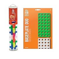 PLUS PLUS Big - Baseplate Duo & 15 Piece Big Neon Tube Set - Construction Building Stem/Steam Toy, Interlocking Large Puzzle Blocks for Toddlers and Preschool