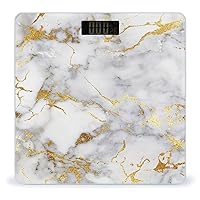 Gold Marble LCD Display Digital Scales for Body Weight Tempered Glass Weight Scale for Home Gym