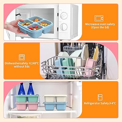 Mua RGNEIN Bento Snack Boxes (4 Pack)- Reusable 4-Compartment Meal Prep  Containers for Kids and Adults, Perfect Food Storage School, Compact  Stackable (Wheat(Green/Blue/PK/Beige)) trên  Mỹ chính hãng 2024