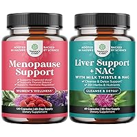 Bundle of Complete Herbal Menopause Supplement for Women for Night Sweats Mood 120ct and Liver Support Supplement with NAC - Herbal Liver Supplement with N Acetyl Cysteine Silymarin Milk Thistle Extra