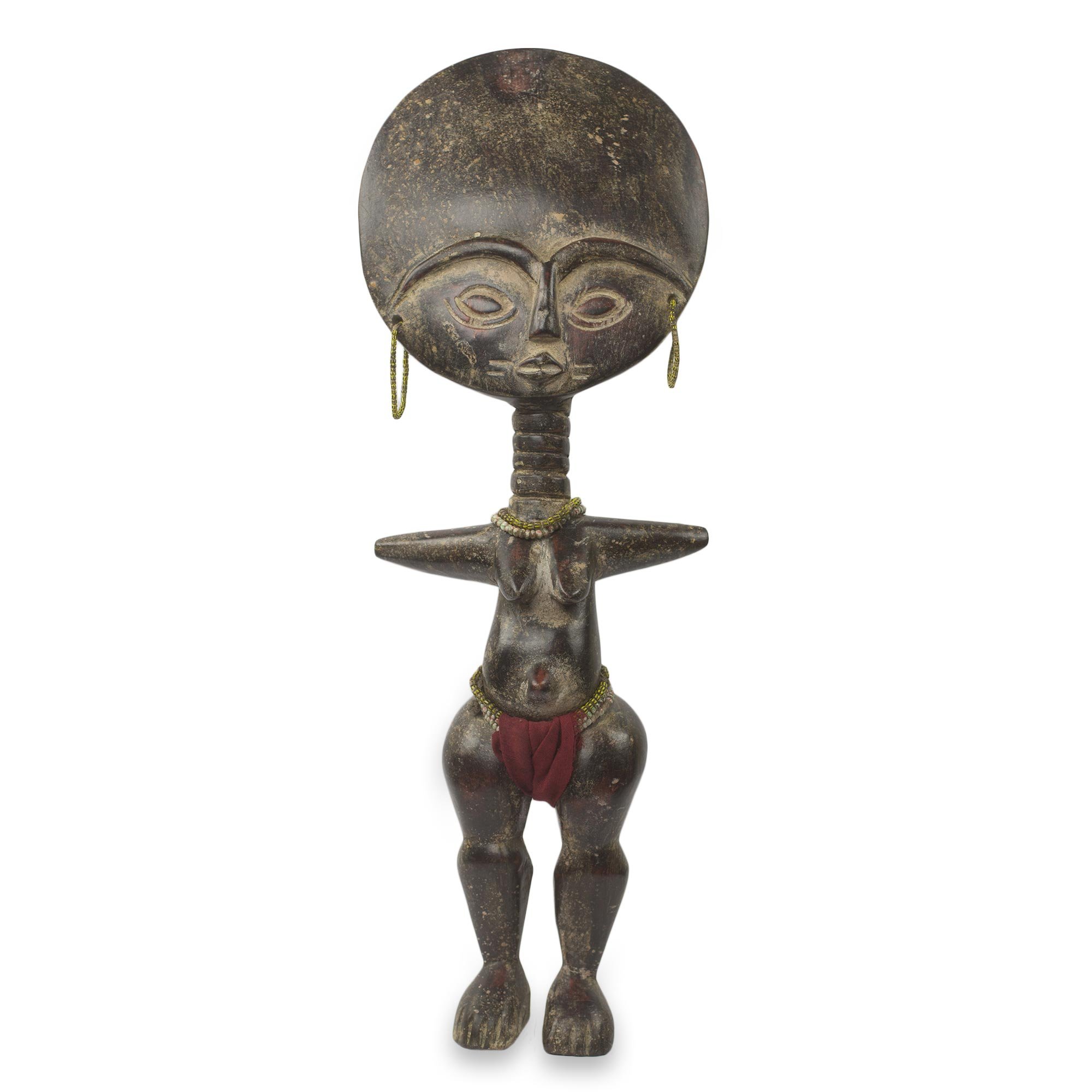 NOVICA Handcrafted African Sese Wood Sculpture, Fante Fertility Doll Iii'
