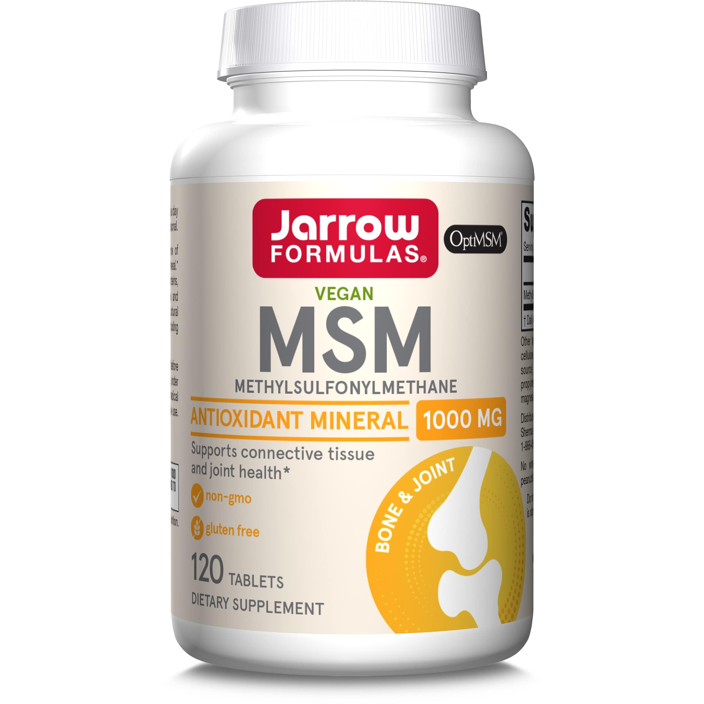 Jarrow Formulas MSM 1000 mg - 120 Tablets - Methylsulfonylmethane - Important Source of Organic Sulfur - Joint Health - Up to 120 Servings