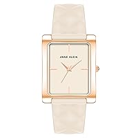 Anne Klein Women's Quilted Leather Strap Watch, AK/4134, Ivory/Rose Gold, Ivory/Rose Gold