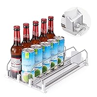 Upgrade Drink Organizer for Fridge, Self-Sliding soda Can Dispenser for Refrigerator and Adjustable Width, 12oz to 20oz holds 15+ Cans(3 Rows, 38 CM)
