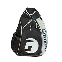 Pickleball Sling Bag - Adjustable Lightweight Crossbody Backpack for Pickleball Gear + Paddles, Men & Women –Water Bottle Holder, Black/White/Grey