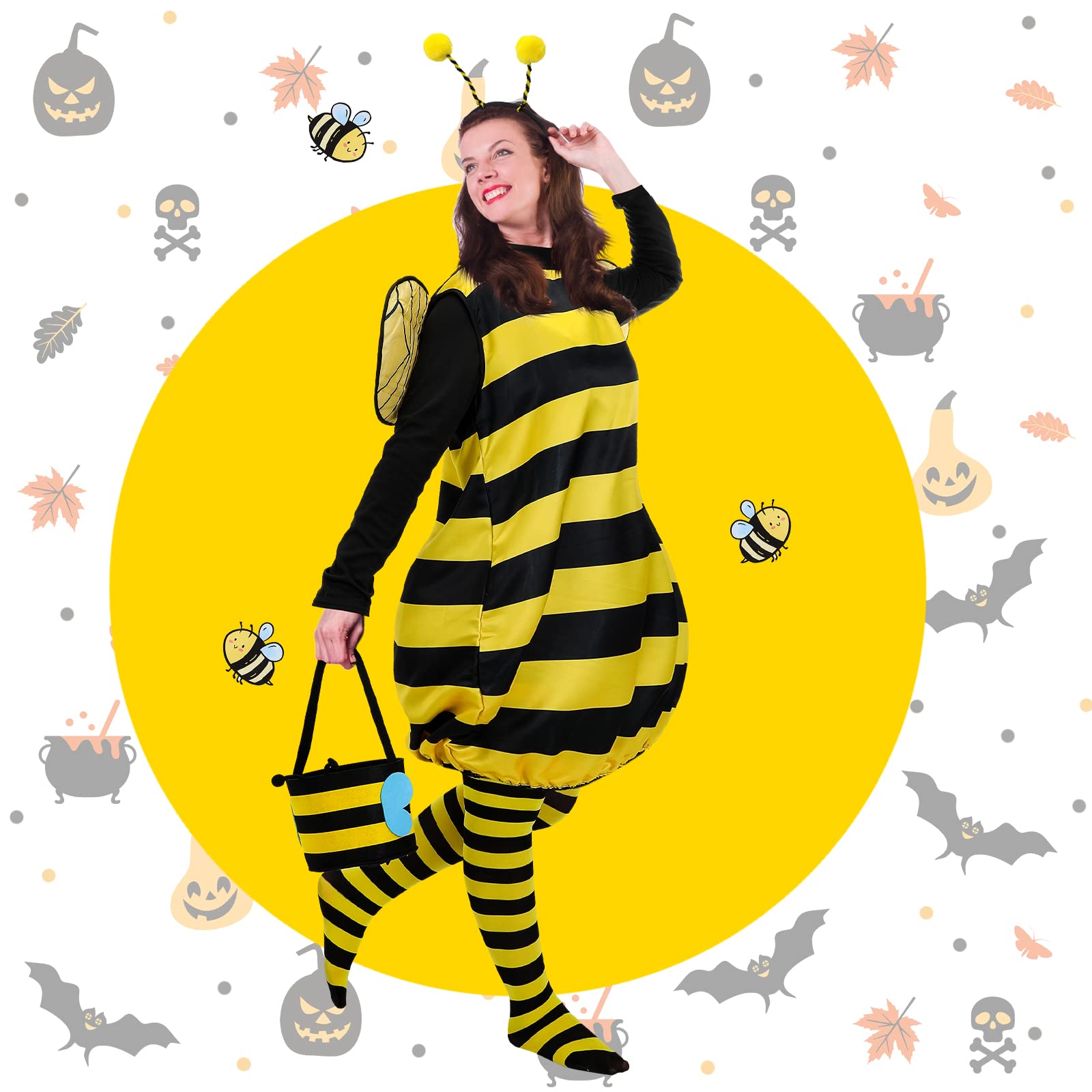 Bee Costume Kit Halloween Bee Cosplay Costume Women Honey Bee Costume Accessories Halloween Honeybee Cosplay Party Favors