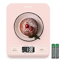 Food Kitchen Scale, Digital Grams and Ounces for Weight Loss, Baking, Cooking, Keto and Meal Prep, LCD Display, Medium, Pink