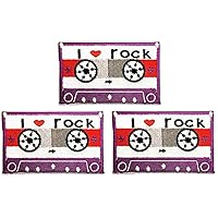 3pcs. Cassette Tape Patches Sticker Cassette Tape I Love Rock Music Cartoon Embroidery Iron On Fabric Applique DIY Sewing Craft Repair Decorative Sign Symbol Costume