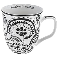 Karma Gifts 16 oz Black and White Boho Mug Rainbow - Cute Coffee and Tea Mug - Ceramic Coffee Mugs for Women and Men, 4.25