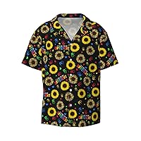 Cow Print Dress Shirts for Mens Short Sleeve Hawaiian Shirts Womens Gym Button Down Shirt Beach Party Polo Tee Tops