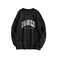 SOLY HUX Women's Graphic Oversized Crewneck Long Sleeve Casual Loose Pullover Los Angeles California Vintage Sweatshirts