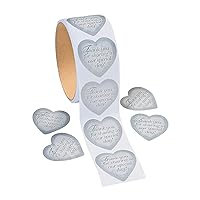 Silver Heart Thank You for Sharing Our Special Day Wedding Stickers - 1 Roll of 100 Thank You and Favor Stickers