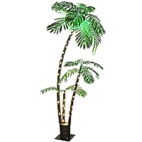 OUSHENG Lighted Palm Tree 6' 3.3' 2' Bar Outdoor Christmas Decorations Decor, Light Up LED Artificial Fake Trees Lights for Outside Patio Yard Pool Porch Deck Party Tropical