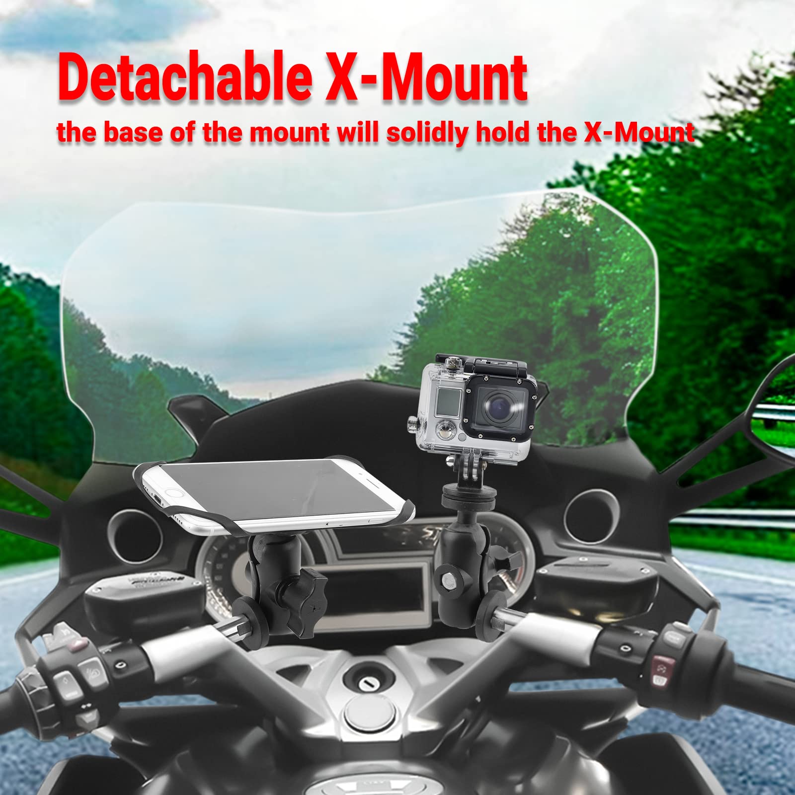 GUAIMI Motorcycle Phone Mount Action Cam Holder Original Handlebar Attachment Mount for K1600GT K1600GTL R1200RT R1200RT LC R1250RT